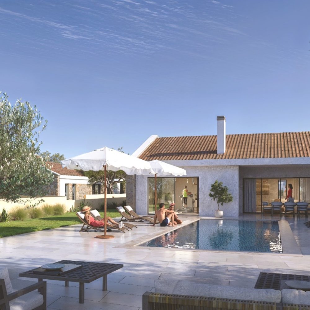 Architectural rendering of Villa Zadar with a private swimming pool, sun terrace and Mediterranean garden